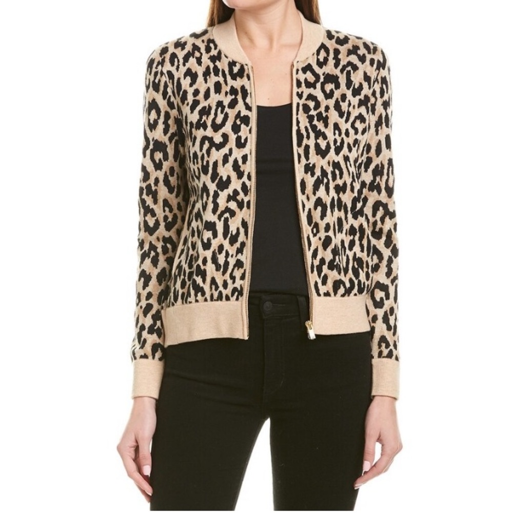 J. Crew Leopard Wool-Blend Bomber Jacket